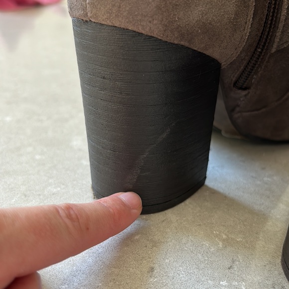 Vince Camuto "Simlee" Soft Tan Suede Leather Buckle Detail Side Zip Ankle Boots - Picture 11 of 16